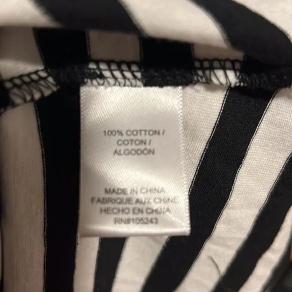 Bobeau Black & White Striped Crew Neck Shirt Dress Size Medium Nwot Cotton - Picture 5 of 5